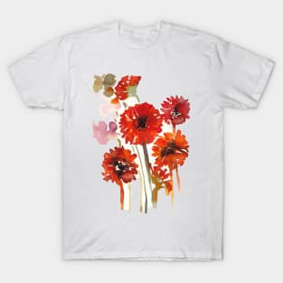 Transvaal daisy watercolour painting on white T-Shirt